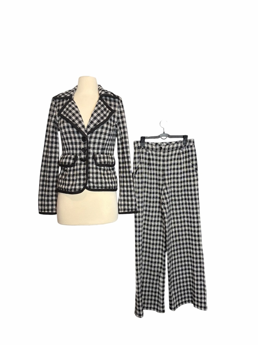 Anna Sui Gingham Blazer and Pants Two-Piece Set Blazer Suit Resort 2023
